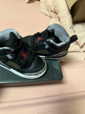 Jordan Kids Black and Red High-Top Sneakers